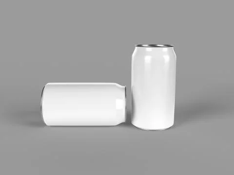 3d rendering illustration of the two white soda cans on a solid background Foto stock