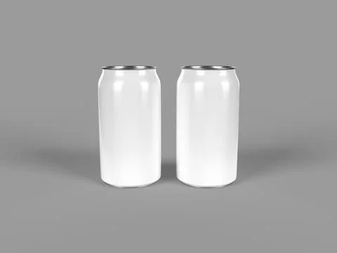 3d rendering illustration of the two white soda cans on a solid background Foto stock