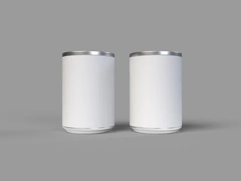 3d rendering illustration of the two white soda cans on a solid background Foto stock