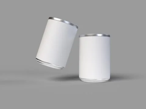 3d rendering illustration of the two white soda cans on a solid background Foto stock