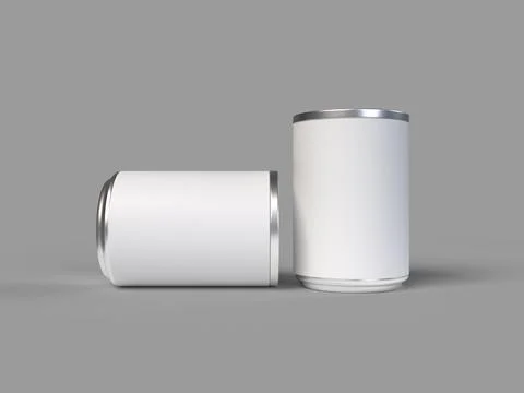 3d rendering illustration of the two white soda cans on a solid background Foto stock