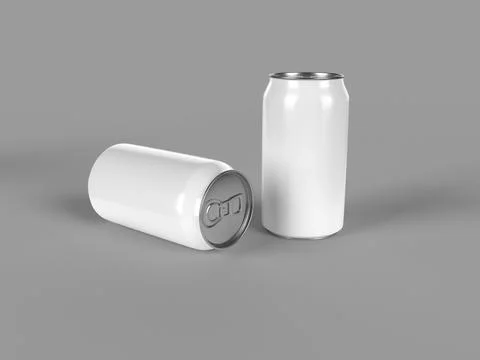 3d rendering illustration of the two white soda cans on a solid background Foto stock