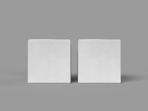 3d rendering illustration of the two white box packaging Stock Photos