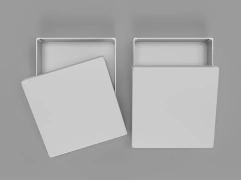 3d rendering illustration of the white box packaging Stock Photos