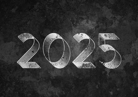 3d Rendering Illustration of a white chalk 2025 design. Stock Illustration
