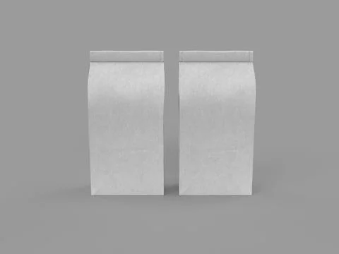 3d rendering illustration of the white coffee bags on a solid background 스톡 일러스트