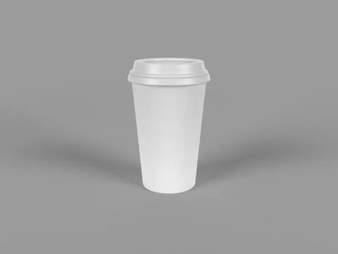 3d rendering illustration of the white coffee cups on a solid background 스톡 일러스트