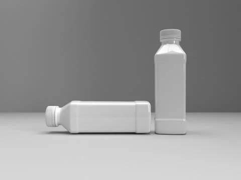3d rendering illustration of white drink bottles on a solid background Stock Illustration