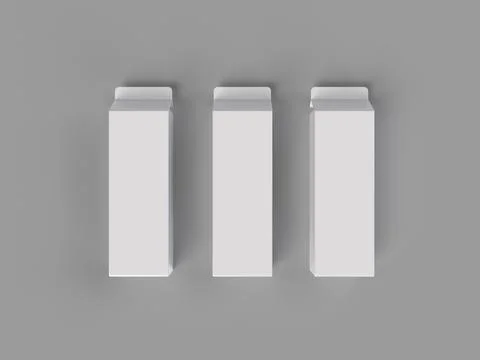 3d rendering illustration of the white drink packaging box on a solid background Foto stock