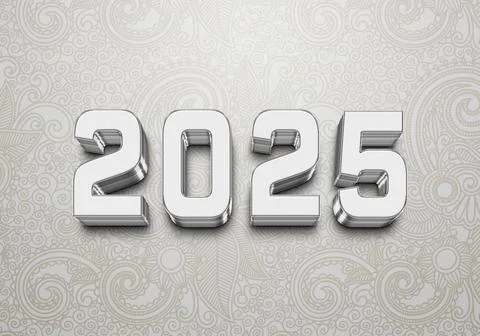 3d Rendering Illustration of a white granite stone 2025 design. Stock Illustration
