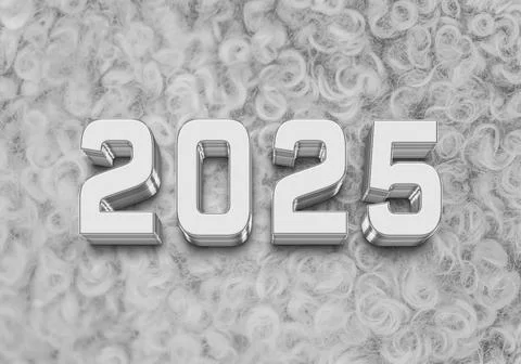 3d Rendering Illustration of a white granite stone 2025 design. Stock Illustration