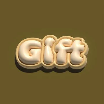 This is a 3D rendering illustration of the word gift on a brown background Stock Illustration