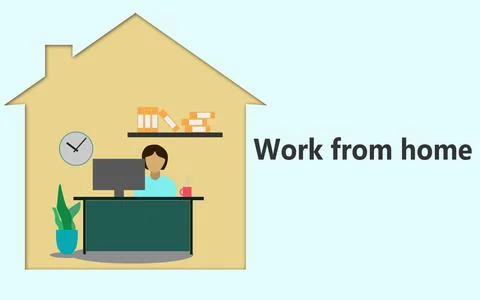 3D rendering illustration of work from home concept Stock Illustration
