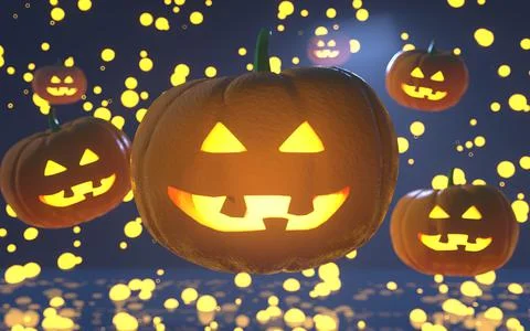 3d rendering  illustraton halloween pumpkin jack head. Jack's head is the Ha Stock Illustration