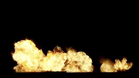 3D rendering of impressive explosions isolated on black background Stock Illustration