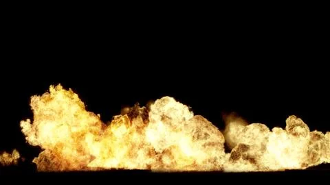 3D rendering of impressive explosions isolated on black background Stock Illustration