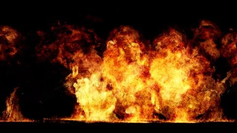 3D rendering of impressive explosions isolated on black background Stock Illustration
