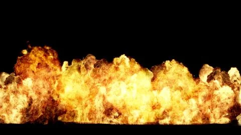 3D rendering of impressive explosions isolated on black background Stock Illustration
