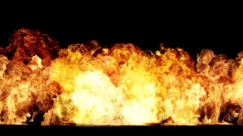 3D rendering of impressive explosions isolated on black background Stock Illustration