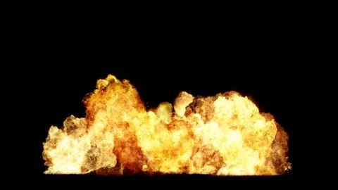 3D rendering of impressive explosions isolated on black background Stock Illustration