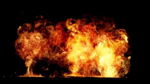 3D rendering of impressive explosions isolated on black background Stock Illustration