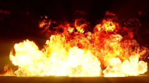 3D rendering of impressive explosions isolated on black background Stock Illustration