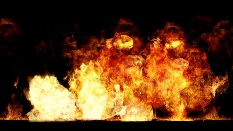 3D rendering of impressive explosions isolated on black background Stock Illustration