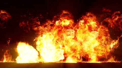 3D rendering of impressive explosions isolated on black background Stock Illustration