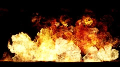3D rendering of impressive explosions isolated on black background Stock Illustration