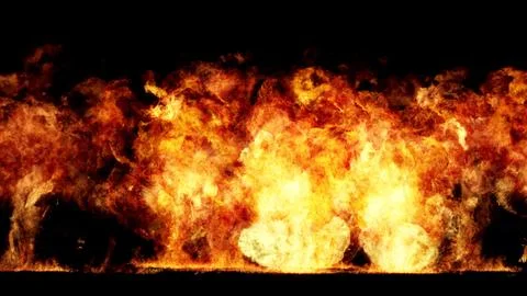 3D rendering of impressive explosions isolated on black background Stock Illustration