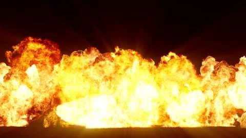 3D rendering of impressive explosions isolated on black background Illustrazione stock