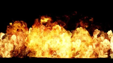 3D rendering of impressive explosions isolated on black background Stock Illustration