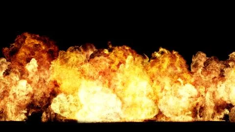 3D rendering of impressive explosions isolated on black background Stock Illustration