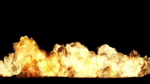 3D rendering of impressive explosions isolated on black background Illustrazione stock