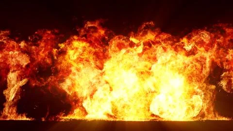 3D rendering of impressive explosions isolated on black background Stock Illustration