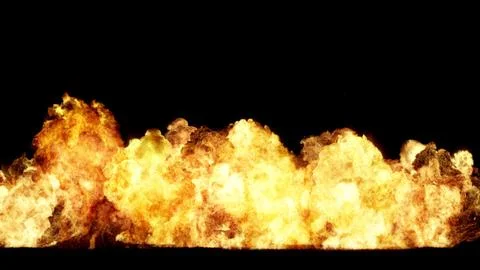 3D rendering of impressive explosions isolated on black background Stock Illustration