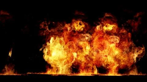 3D rendering of impressive explosions isolated on black background Illustrazione stock