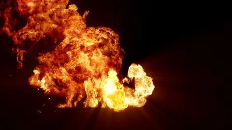 3D rendering of impressive explosions isolated on black background Stock Illustration