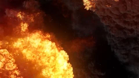 3D rendering of an impressive intense explosion on a black background Stock Illustration