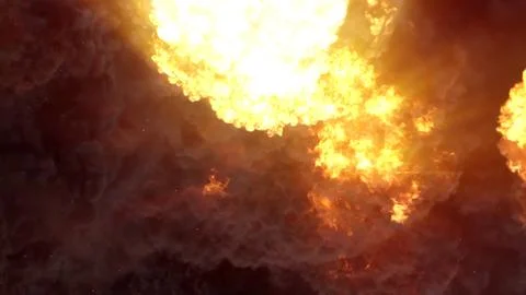 3D rendering of an impressive intense explosion on a black background Stock Illustration