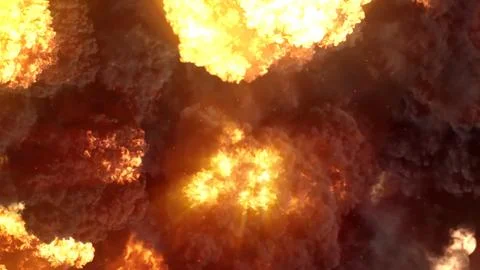 3D rendering of an impressive intense explosion on a black background Stock Illustration