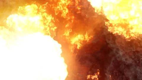 3D rendering of an impressive intense explosion on a black background Stock Illustration