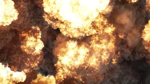 3D rendering of an impressive intense explosion on a black background Stock Illustration