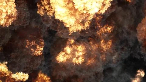 3D rendering of an impressive intense explosion on a black background Stock Illustration