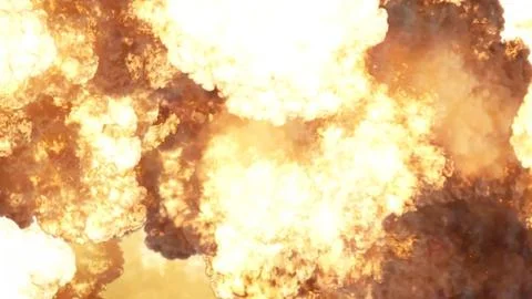 3D rendering of an impressive intense explosion on a black background Stock Illustration