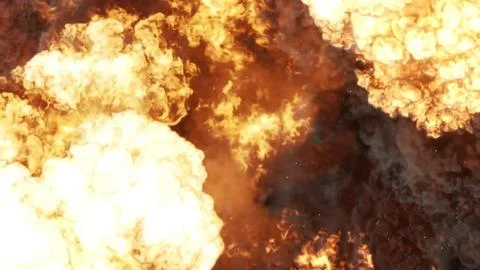 3D rendering of an impressive intense explosion on a black background Stock Illustration