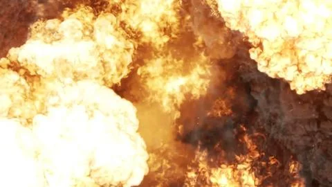 3D rendering of an impressive intense explosion on a black background Stock Illustration