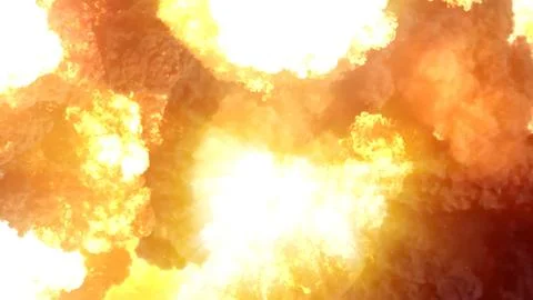 3D rendering of an impressive intense explosion on a black background Stock Illustration