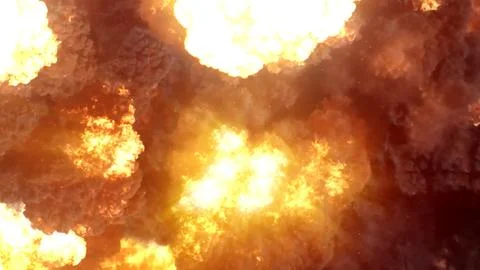 3D rendering of an impressive intense explosion on a black background Stock Illustration
