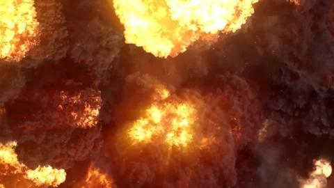3D rendering of an impressive intense explosion on a black background Stock Illustration